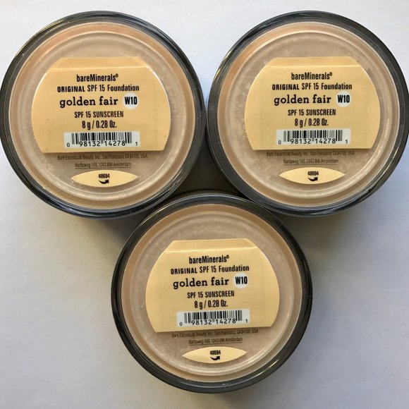 #NWT bareMinerals SPF15 Original Foundation Golden Fair W10 8g/0.28oz - Lot of 3 - Picture 1 of 2